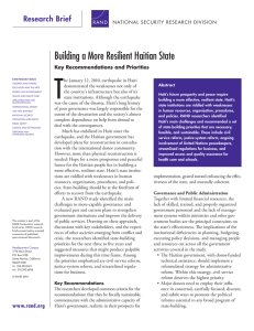 T Building a More Resilient Haitian State Research Brief