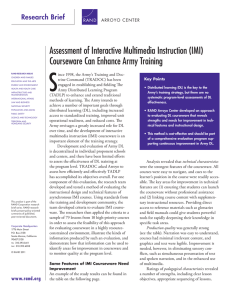 S Assessment of Interactive Multimedia Instruction (IMI) Courseware Can Enhance Army Training