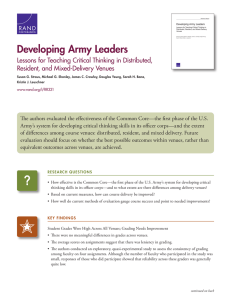 Developing Army Leaders Lessons for Teaching Critical Thinking in Distributed,