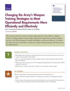 Changing the Army’s Weapon Training Strategies to Meet Operational Requirements More
