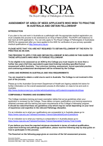 ASSESSMENT OF AREA OF NEED APPLICANTS WHO WISH TO PRACTISE