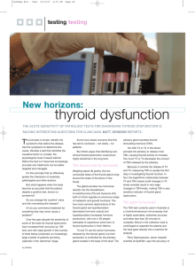 thyroid dysfunction New horizons: testing