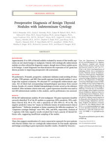Preoperative Diagnosis of Benign Thyroid Nodules with Indeterminate Cytology original article