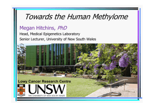 Towards the Human Methylome PhD Megan Hitchins, Head, Medical Epigenetics Laboratory