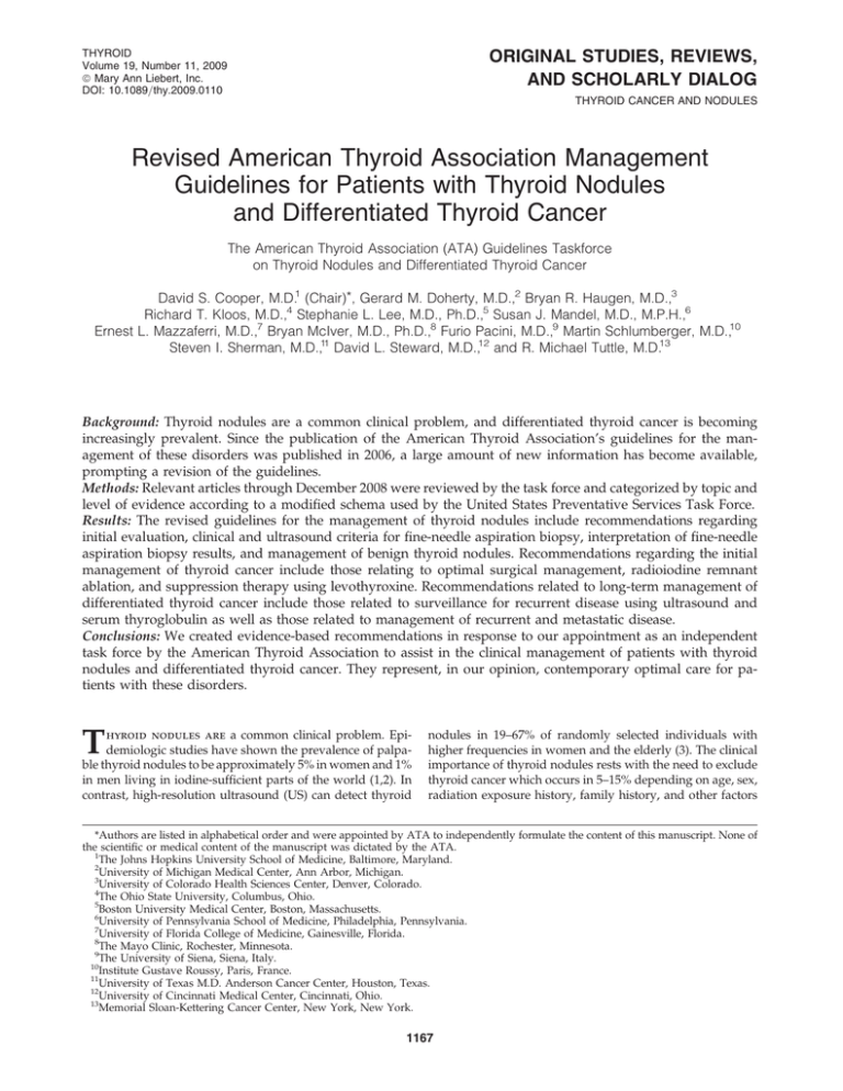 Revised American Thyroid Association Management Guidelines for Patients