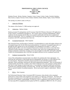 PROFESSIONAL EDUCATION COUNCIL MINUTES December 5, 2006