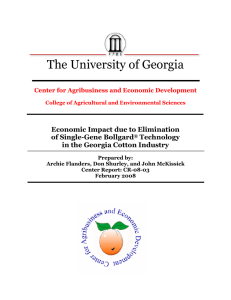 The University of Georgia  Economic Impact due to Elimination of Single-Gene Bollgard