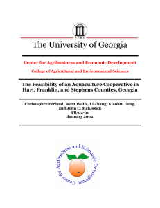 The University of Georgia The Feasibility of an Aquaculture Cooperative in