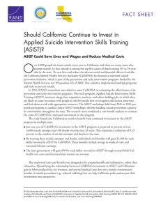 O Should California Continue to Invest in Applied Suicide Intervention Skills Training (ASIST)?