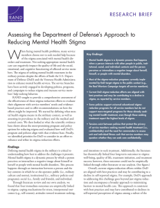 W Assessing the Department of Defense’s Approach to Reducing Mental Health Stigma