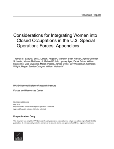 Considerations for Integrating Women into Closed Occupations in the U.S. Special