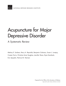 Acupuncture for Major Depressive Disorder A Systematic Review