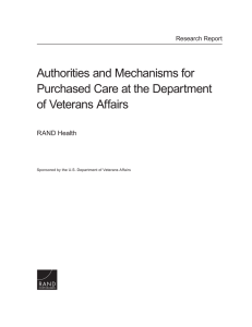Authorities and Mechanisms for Purchased Care at the Department of Veterans Affairs