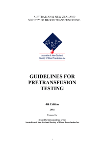 N A ZSBT GUIDELINES FOR PRETRANSFUSION