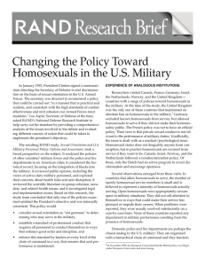 Research Brief Changing the Policy Toward Homosexuals in the U.S. Military