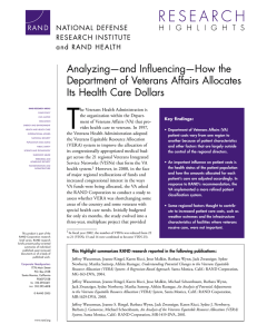 T Analyzing—and Inﬂuencing—How the Department of Veterans Affairs Allocates Its Health Care Dollars