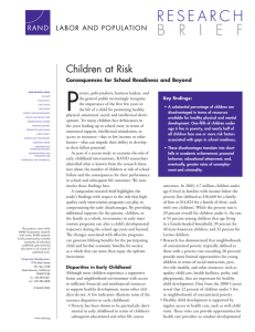 P Children at Risk Consequences for School Readiness and Beyond