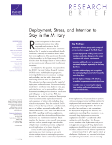 R Deployment, Stress, and Intention to Stay in the Military