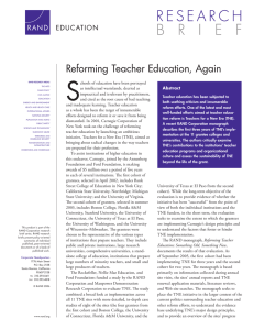 S Reforming Teacher Education, Again