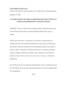 FOR IMMEDIATE RELEASE DARFUR TO BE PRESENTED AT RAMAPO COLLEGE