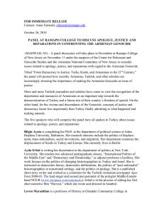 FOR IMMEDIATE RELEASE REPARATIONS IN CONFRONTING THE ARMENIAN GENOCIDE Contact: Anna Farneski;