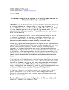 FOR IMMEDIATE RELEASE SOURCES COUNTERING DENIAL OF ARMENIAN GENOCIDE TOPIC OF