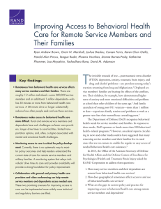 Improving Access to Behavioral Health Care for Remote Service Members and