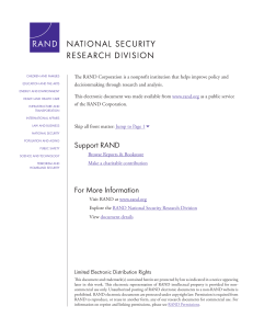 The RAND Corporation is a nonprofit institution that helps improve... decisionmaking through research and analysis.