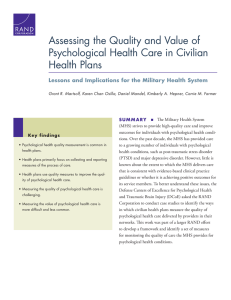 Assessing the Quality and Value of Psychological Health Care in Civilian