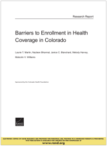 Barriers to Enrollment in Health Coverage in Colorado Research Report