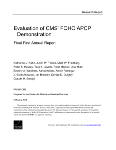 Evaluation of CMS’ FQHC APCP Demonstration Final First Annual Report