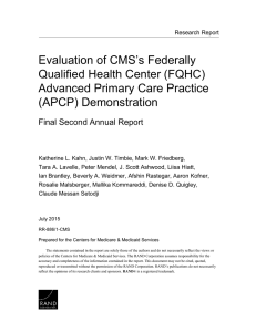 Evaluation of CMS’s Federally Qualified Health Center (FQHC) Advanced Primary Care Practice