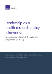 Leadership as a health research policy intervention An evaluation of the NIHR Leadership