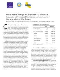 Mental Health Trainings in California’s K–12 System Are