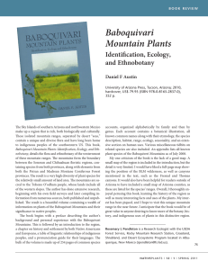 Baboquivari Mountain Plants Identiﬁcation, Ecology, and Ethnobotany