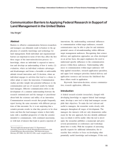 Communication Barriers to Applying Federal Research in Support of