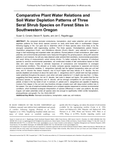 Comparative Plant Water Relations and Soil Water Depletion Patterns of Three