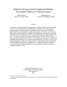 Political Advances amid Litigational Defeats: The Indirect Effects of Crimtort Causes  1