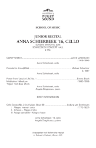 ANNA SCHIERBEEK ’16, CELLO JUNIOR RECITAL SCHOOL OF MUSIC