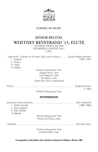WHITNEY REVEYRAND ’15, FLUTE SENIOR RECITAL SCHOOL OF MUSIC