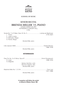 BRENDA MILLER ’15, PIANO SENIOR RECITAL SCHOOL OF MUSIC