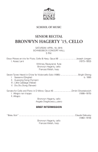 BRONWYN HAGERTY ’15, CELLO SENIOR RECITAL SCHOOL OF MUSIC