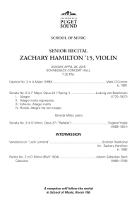 ZACHARY HAMILTON ’15, VIOLIN SENIOR RECITAL SCHOOL OF MUSIC
