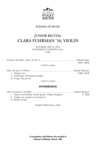 CLARA FUHRMAN ’16, VIOLIN JUNIOR RECITAL SCHOOL OF MUSIC