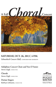 Choral A Fall Concert SATURDAY, OCT. 26, 2013
