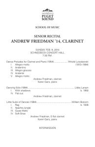 ANDREW FRIEDMAN ’14, CLARINET SENIOR RECITAL SCHOOL OF MUSIC