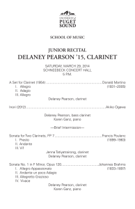 DELANEY PEARSON ’15, CLARINET JUNIOR RECITAL SCHOOL OF MUSIC