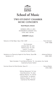 School of Music TWO STUDENT CHAMBER MUSIC CONCERTS