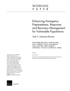 W O R K I N G Enhancing Emergency Preparedness, Response,