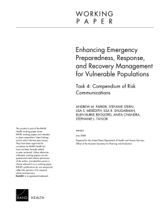 W O R K I N G Enhancing Emergency Preparedness, Response,